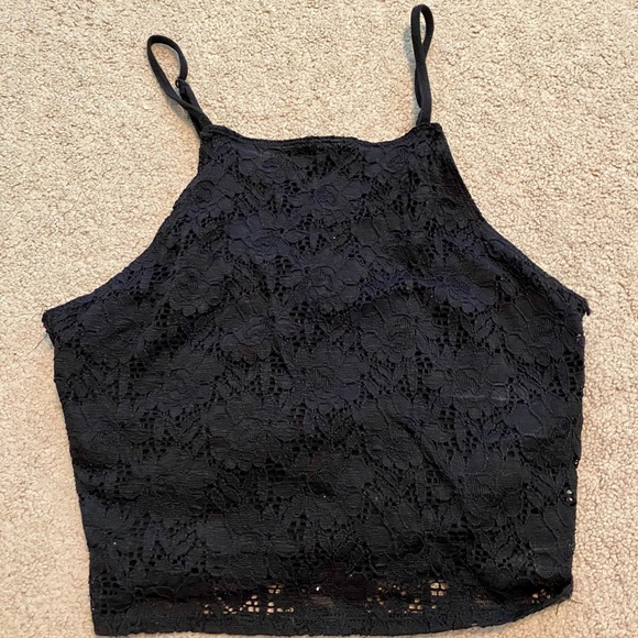 Forever 21 Black Lace Cropped Tank Top - Picture 3 of 4